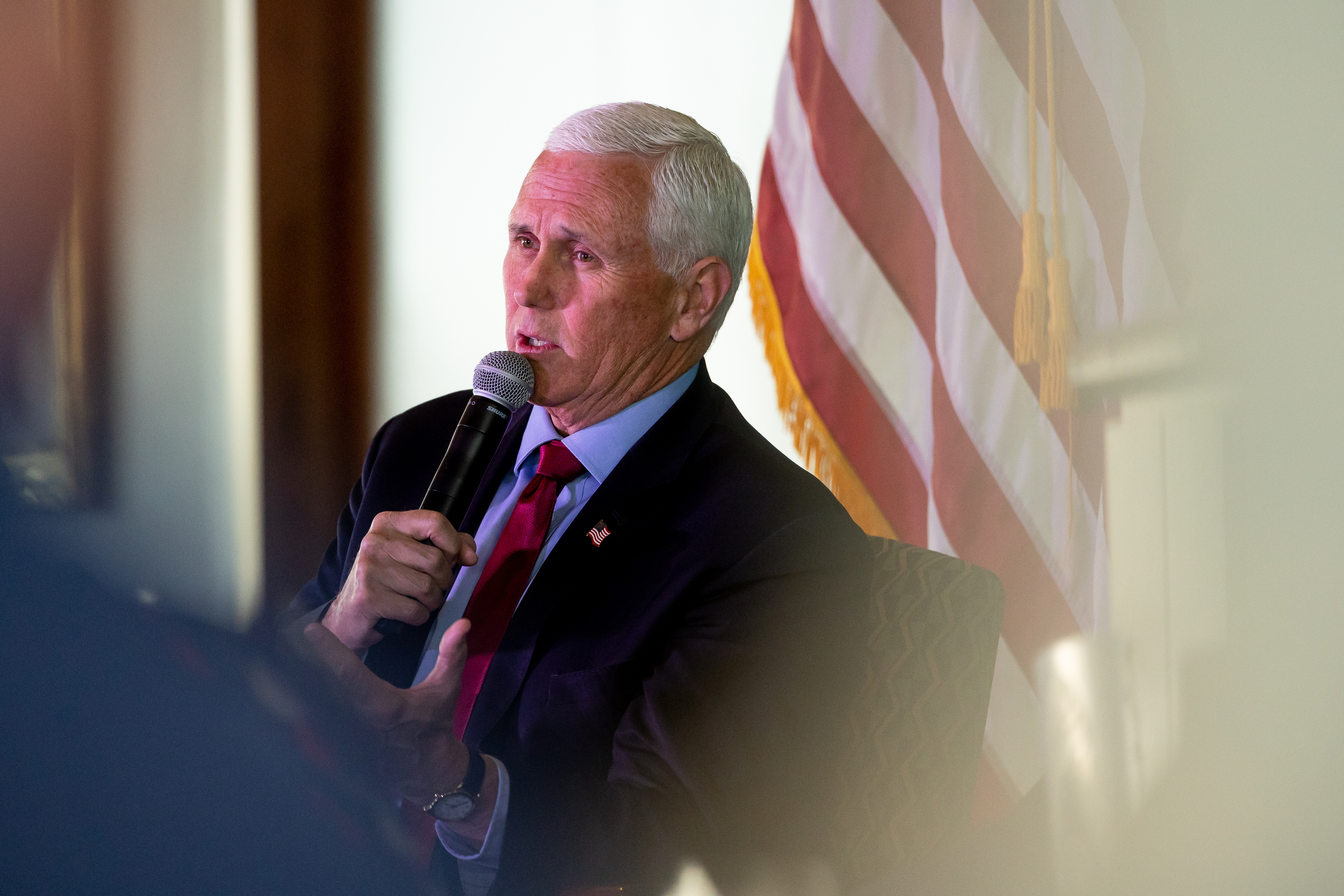 Former Vice President Mike Pence speaks at an event at the Zions Bank Building in Salt Lake City on Friday.