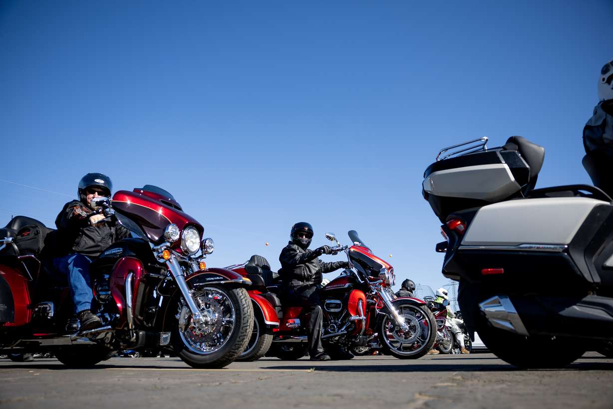 Sen. Don Ipsom, R-St. George, center, participates in the Kyle Petty Charity Ride at Manheim Utah in Woods Cross on Saturday.
