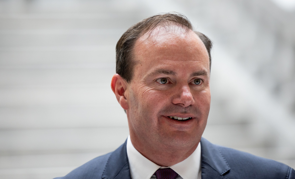In a committee hearing Tuesday, Utah Sen. Mike Lee said he believes there's a coordinated campaign against Republican-appointed Supreme Court justices in order to reduce trust in the court. Lee is pictured at the Capitol in Salt Lake City on April 14.