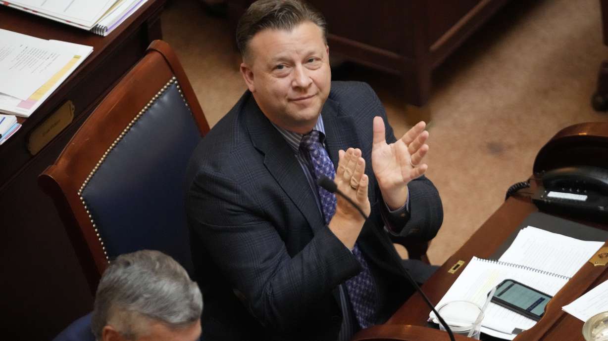 Sen. Todd Weiler at the Capitol in Salt Lake City, March 2. A law requiring porn sites verify the age of their users takes effect on Wednesday in Utah. A trade group representing adult entertainment companies is suing Utah over the law.