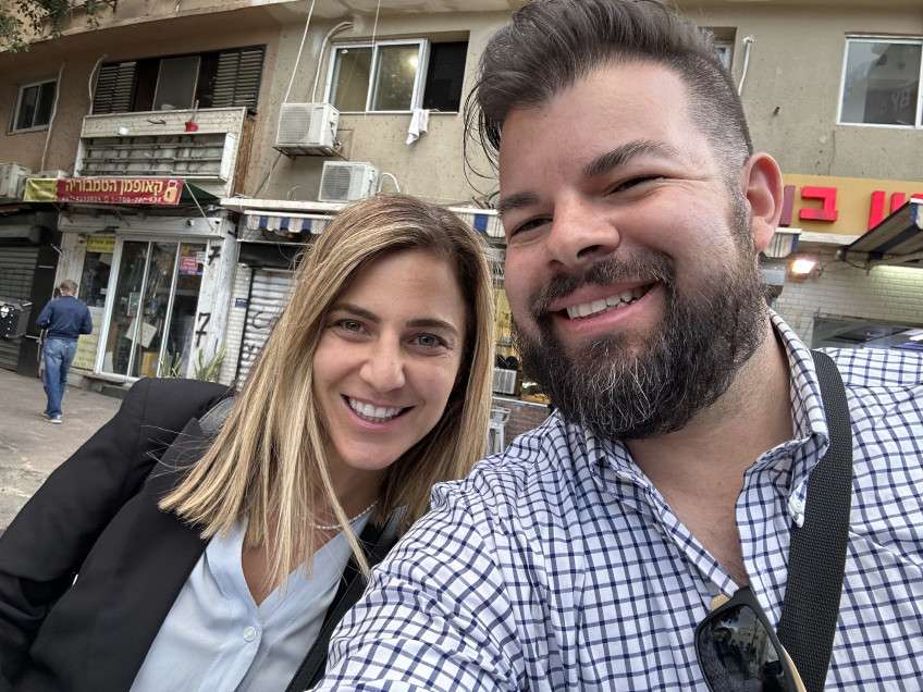FOX 13 News reporter Ben Winslow takes a selfie with Limor Ashkenazi of Israel Connect on March 30. Winslow was offered the opportunity to join a Utah delegation heading to Israel to talk about water.