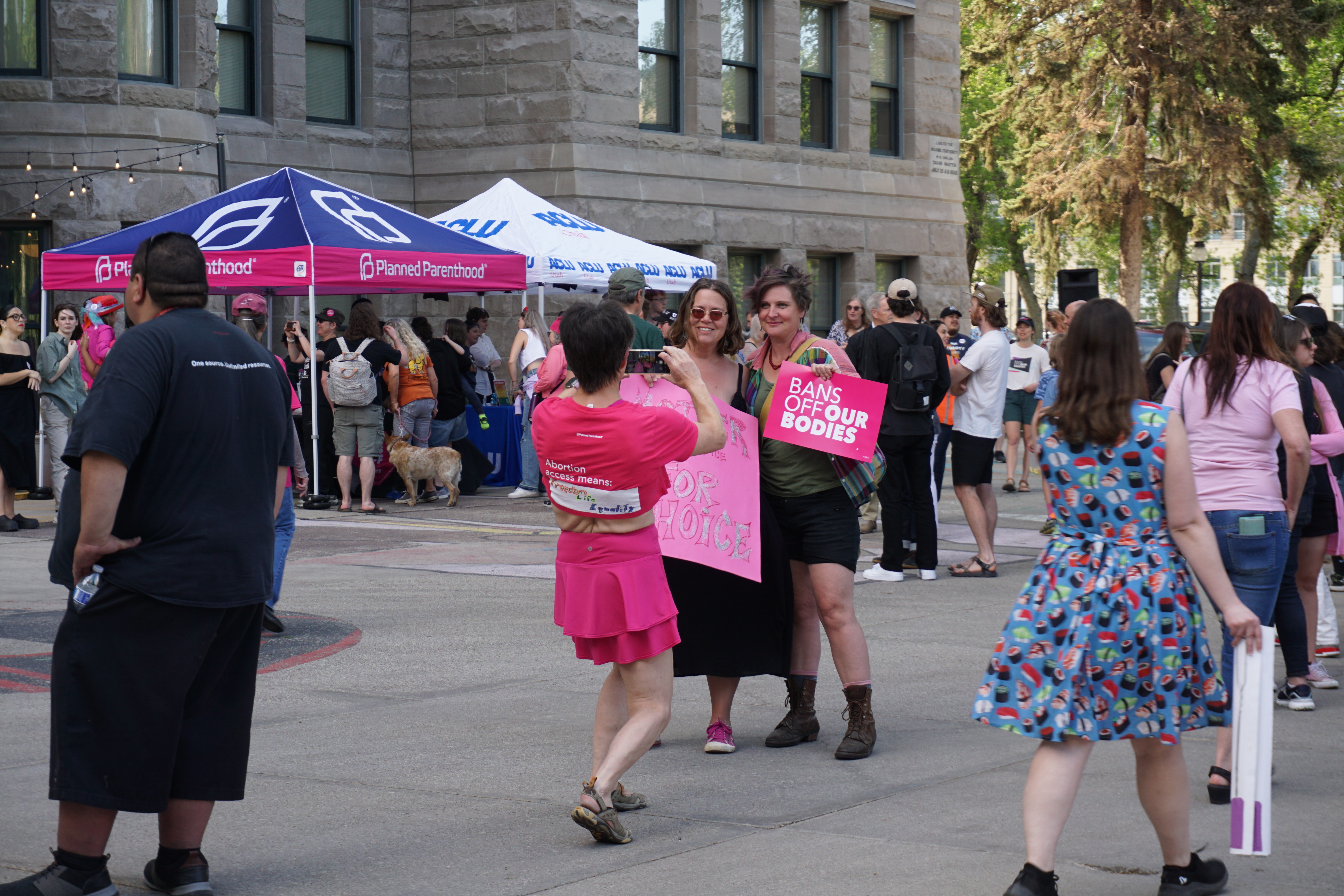 Abortion advocates gather in a rally at Washington Square on Wednesday.