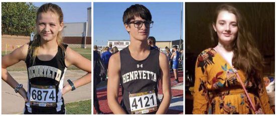 This undated photo provided by Janette Mayo shows from left, Tiffany Guess, Michael Mayo and Rylee Elizabeth Allen, three of seven people found dead on a property in rural Oklahoma on Monday.