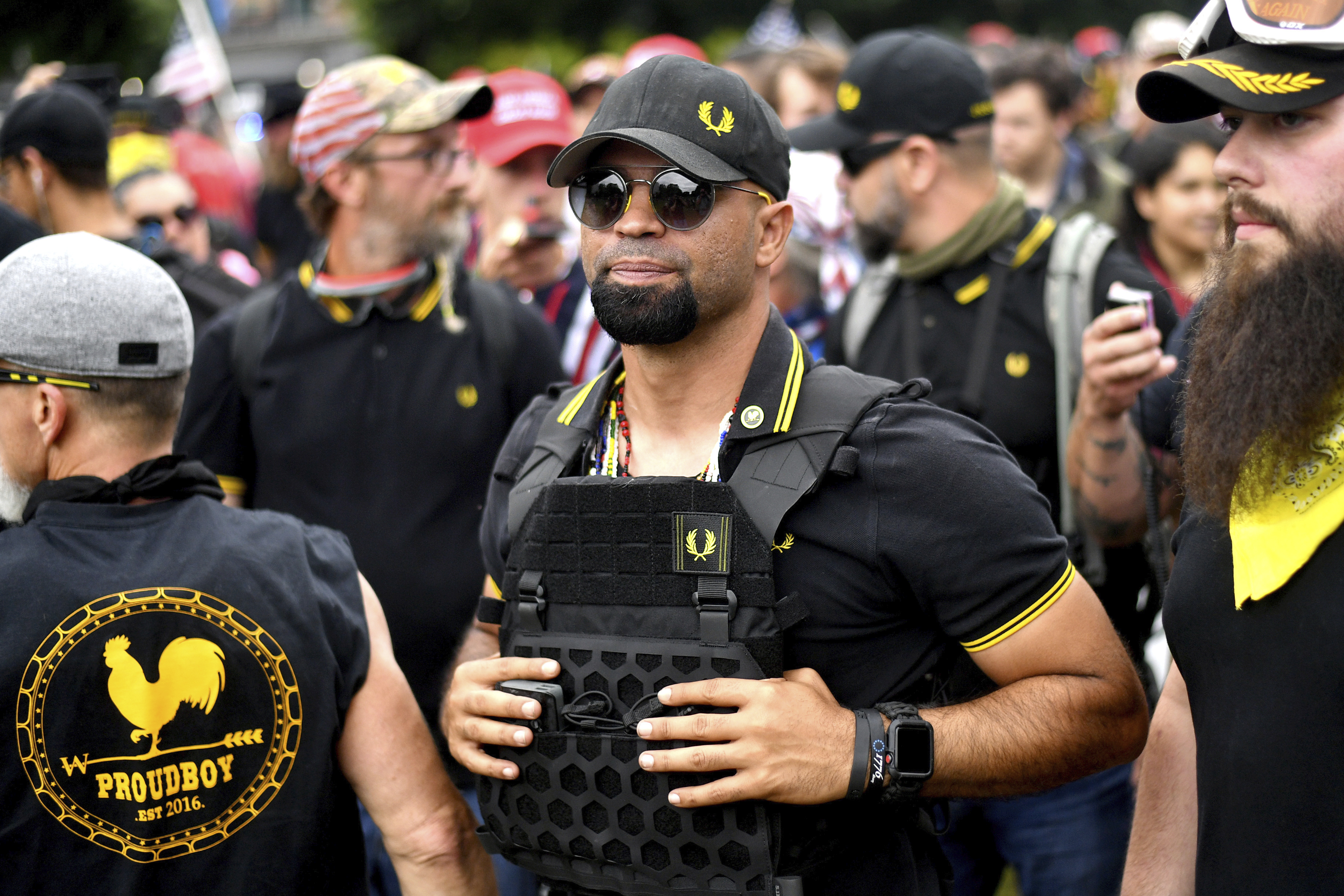 Proud Boys chairman Enrique Tarrio rallies in Portland, Ore., on Aug. 17, 2019. Tarrio has been convicted of orchestrating a plot to attack the U.S. Capitol in a desperate bid to keep Donald Trump in power