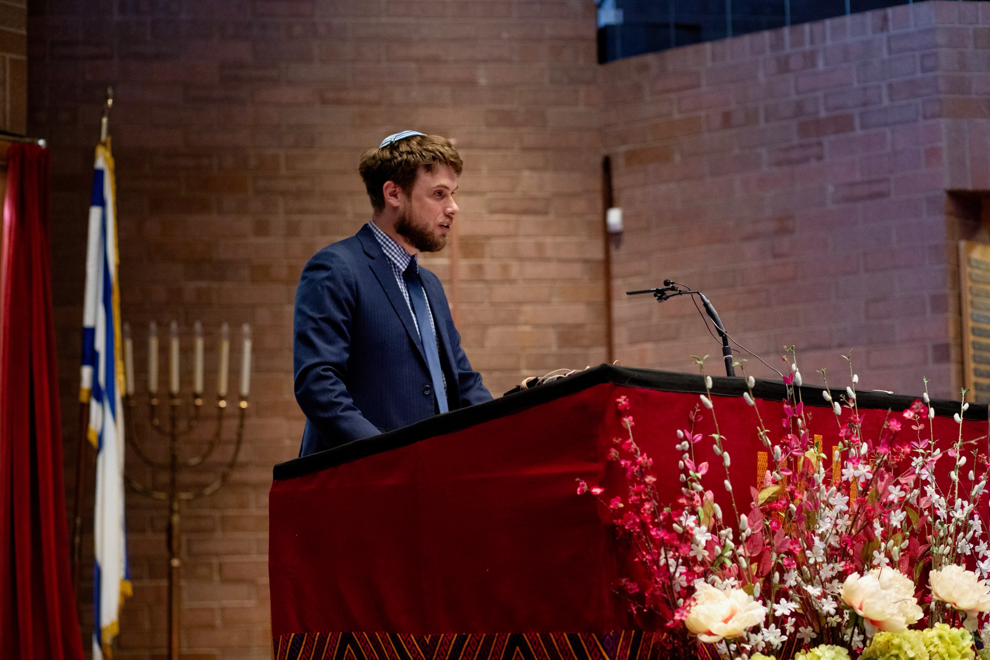 Rabbi Samuel Spector speaks during the Jewish American Heritage Month event at Congregation Kol Ami on Saturday in Salt Lake City.
