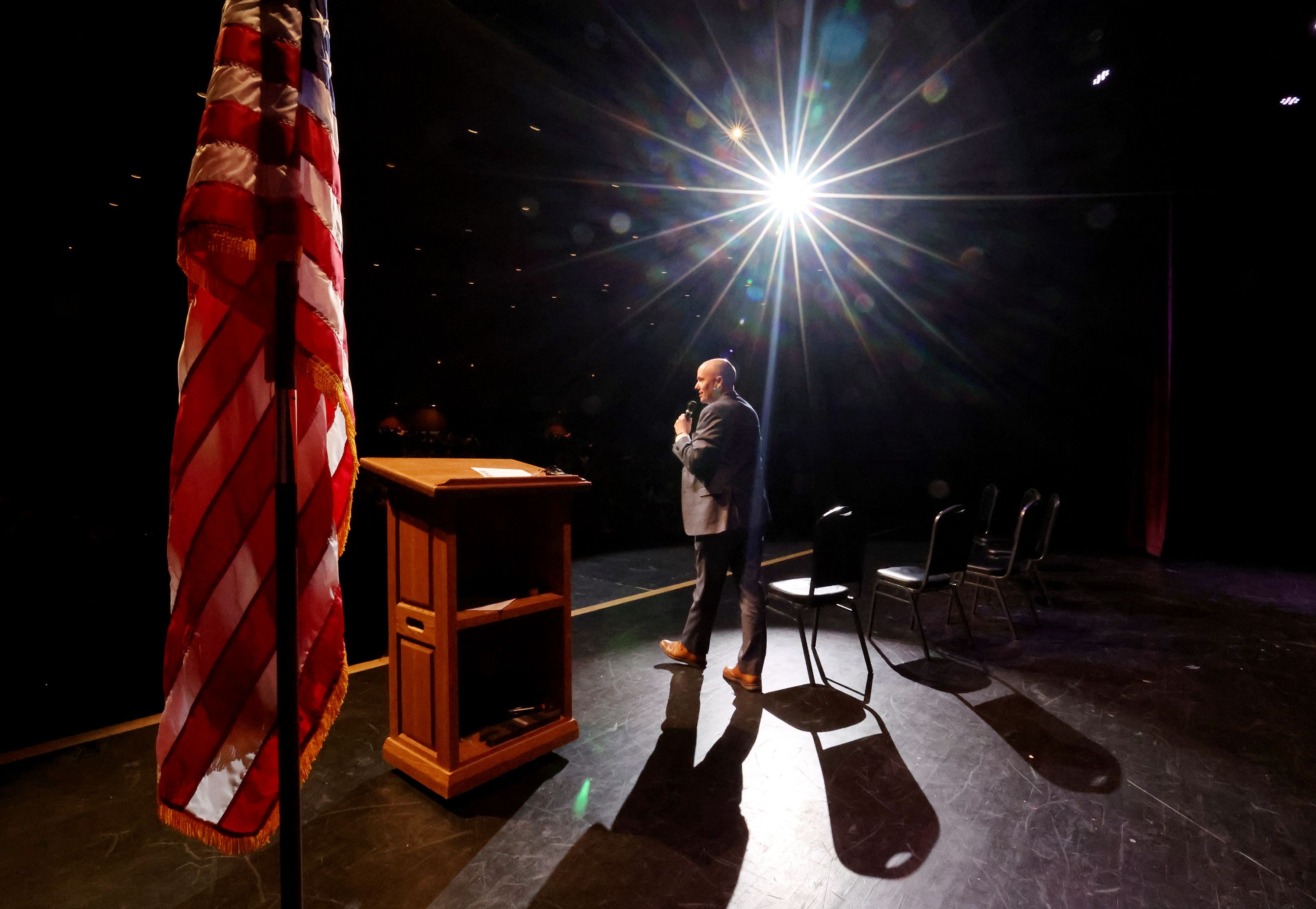 Gov. Spencer Cox is pictured on his Connecting Utah Tour at Tooele High School on March 20. Utah’s governor has an overall 64% approval rating in a new Deseret News/Hinckley Institute of Politics poll.