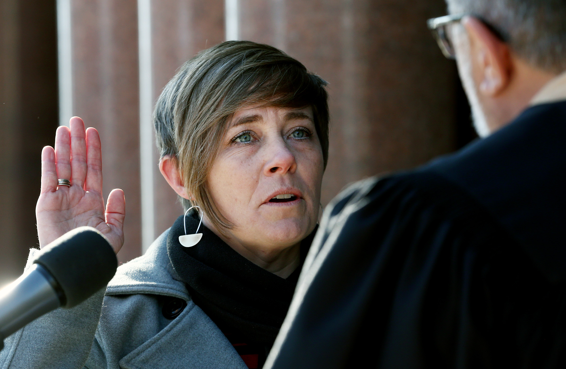 Salt Lake City Councilwoman Amy N. Fowler takes the oath of office Jan. 2, 2018. Fowler was arrested for investigation of DUI in Springville on Wednesday.