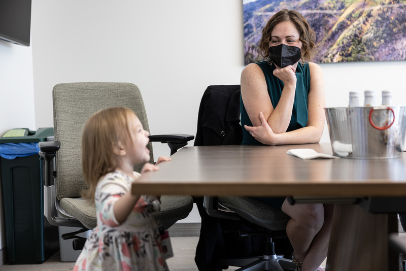 Kate and Eva interact at Primary Children's Hospital. Kate donated part of her liver to Eva in late 2021. This was Kate's second organ donation; she previously donated a kidney to a woman she met in Washington, D.C.