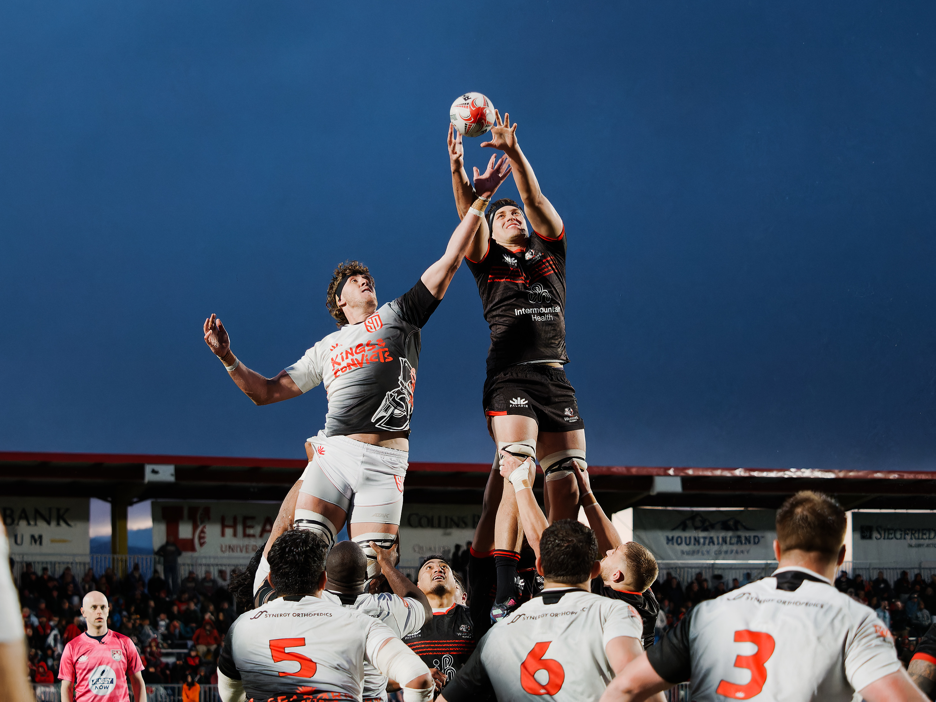 Utah Warriors intercept a lineout against the San Diego Legion during a Major League Rugby match, Saturday, May 6, 2023 at Zions Bank Stadium in Herriman.
