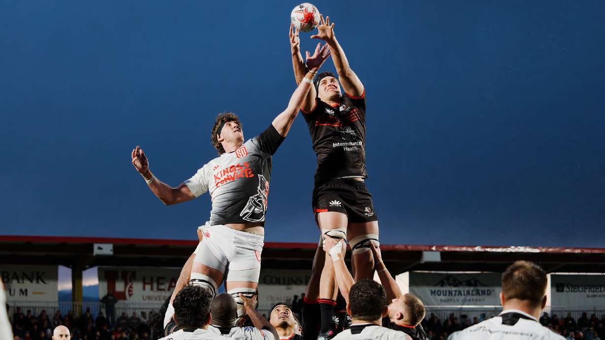 Utah Warriors intercept a lineout against the San Diego Legion during a Major League Rugby match, Saturday, May 6, 2023 at Zions Bank Stadium in Herriman.