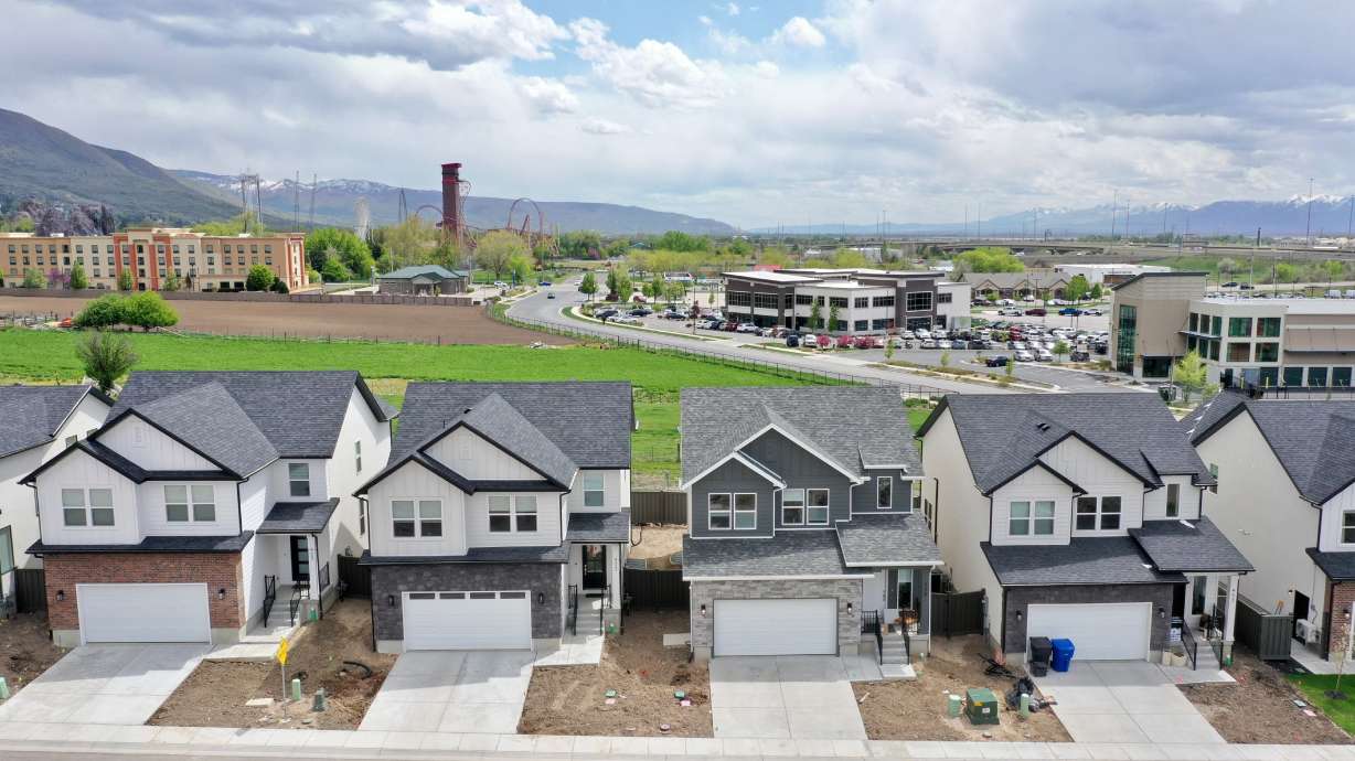 Homes in the Rose development are pictured in Farmington on Monday. A new Deseret News/Hinckley Institute of Politics poll found 76% of Utahns want to get rid of the state’s share of the food tax.