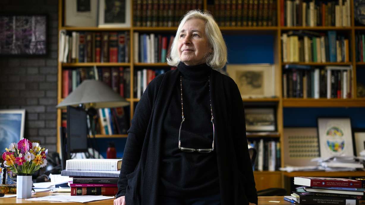 Harvard Law Professor Martha Minow, former dean of Harvard Law School and a leading authority on human rights law, poses for a portrait in her office on May 4 in Boston, Mass.