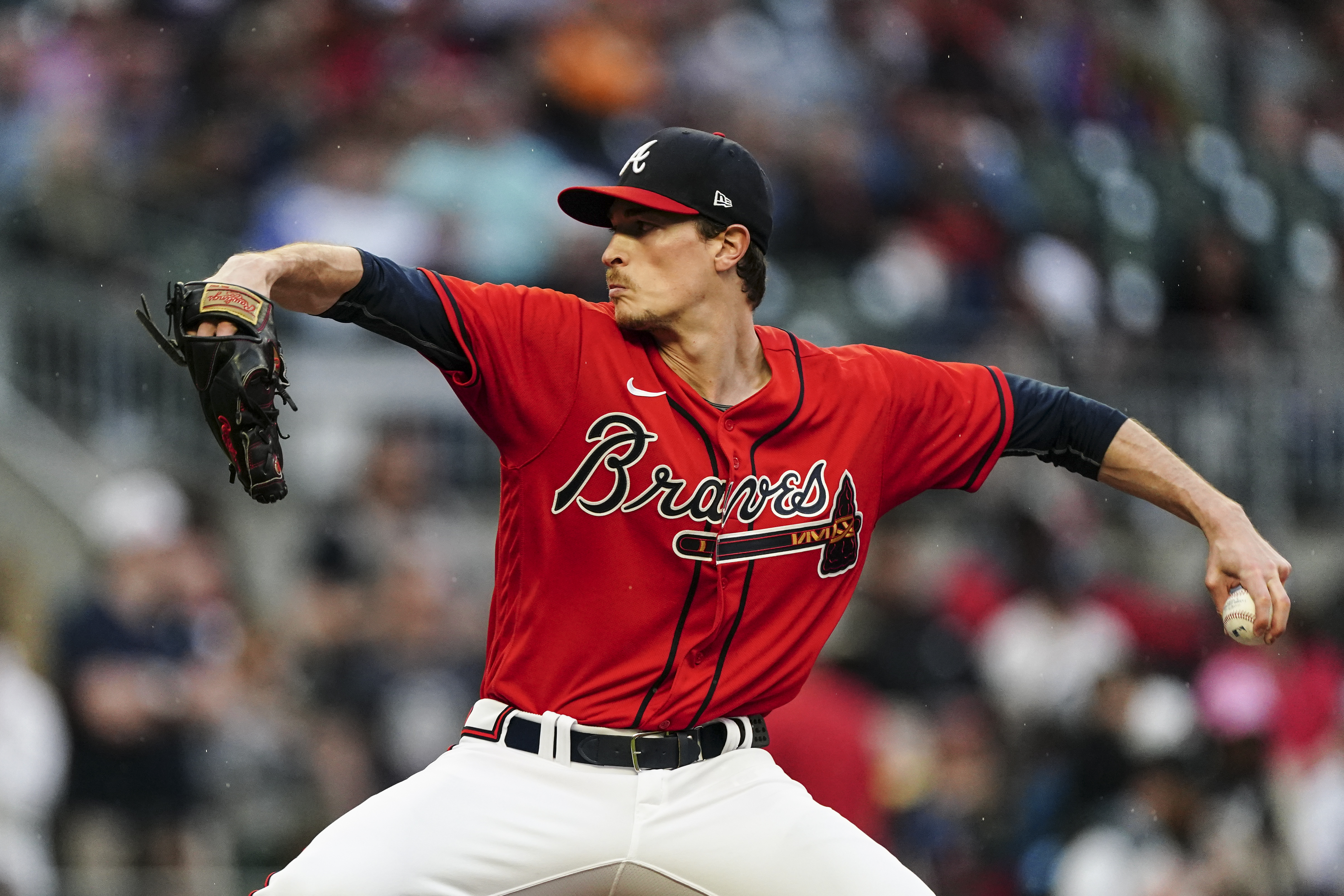 Atlanta Braves starting pitcher Max Fried works against the Baltimore Orioles in the first inning of a baseball game Friday, May 5, 2023, in Atlanta. 