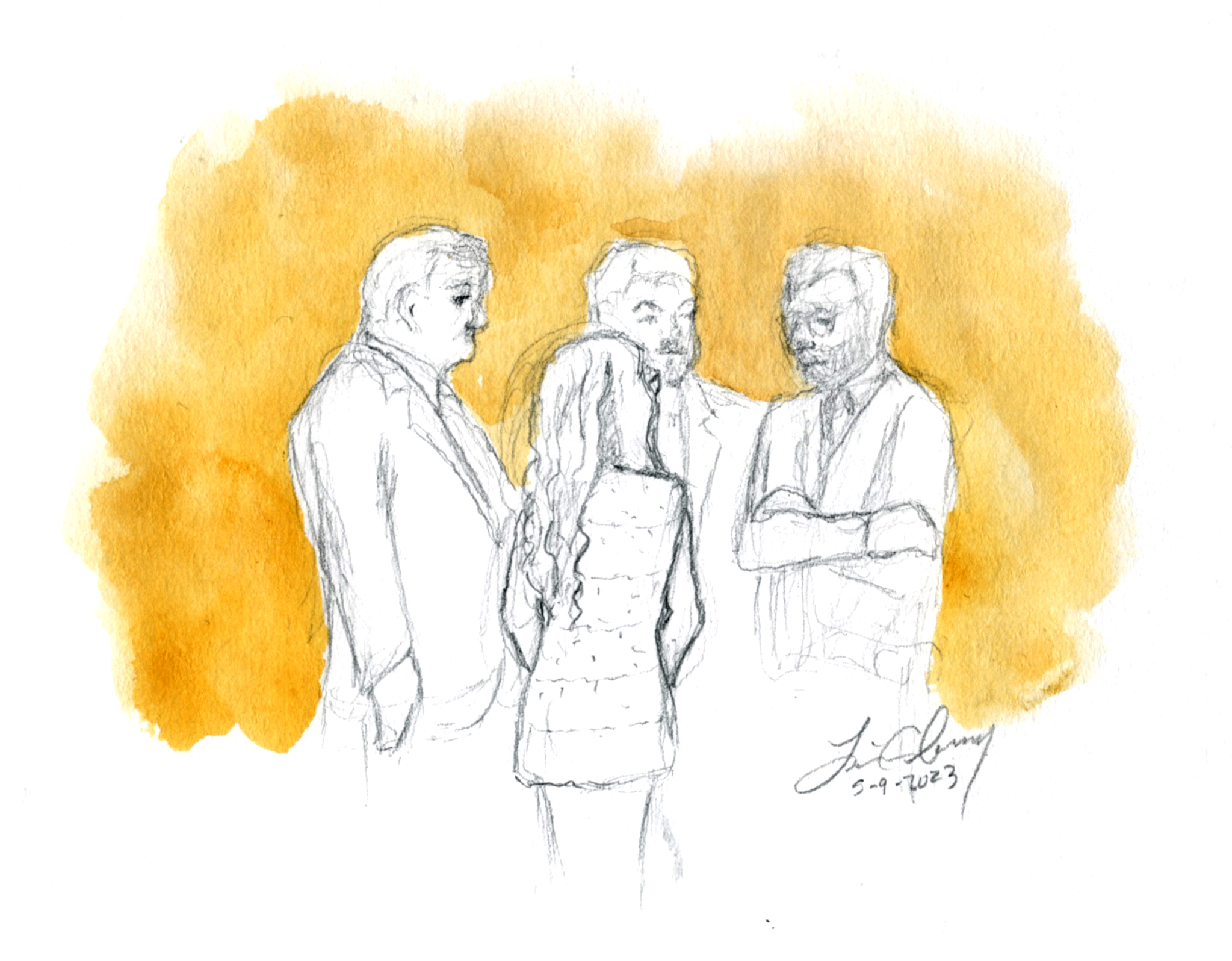 Lori Daybell huddles with her defense team during her trial in Boise on Tuesday. Daybell is charged with murder in the deaths of two of her children.