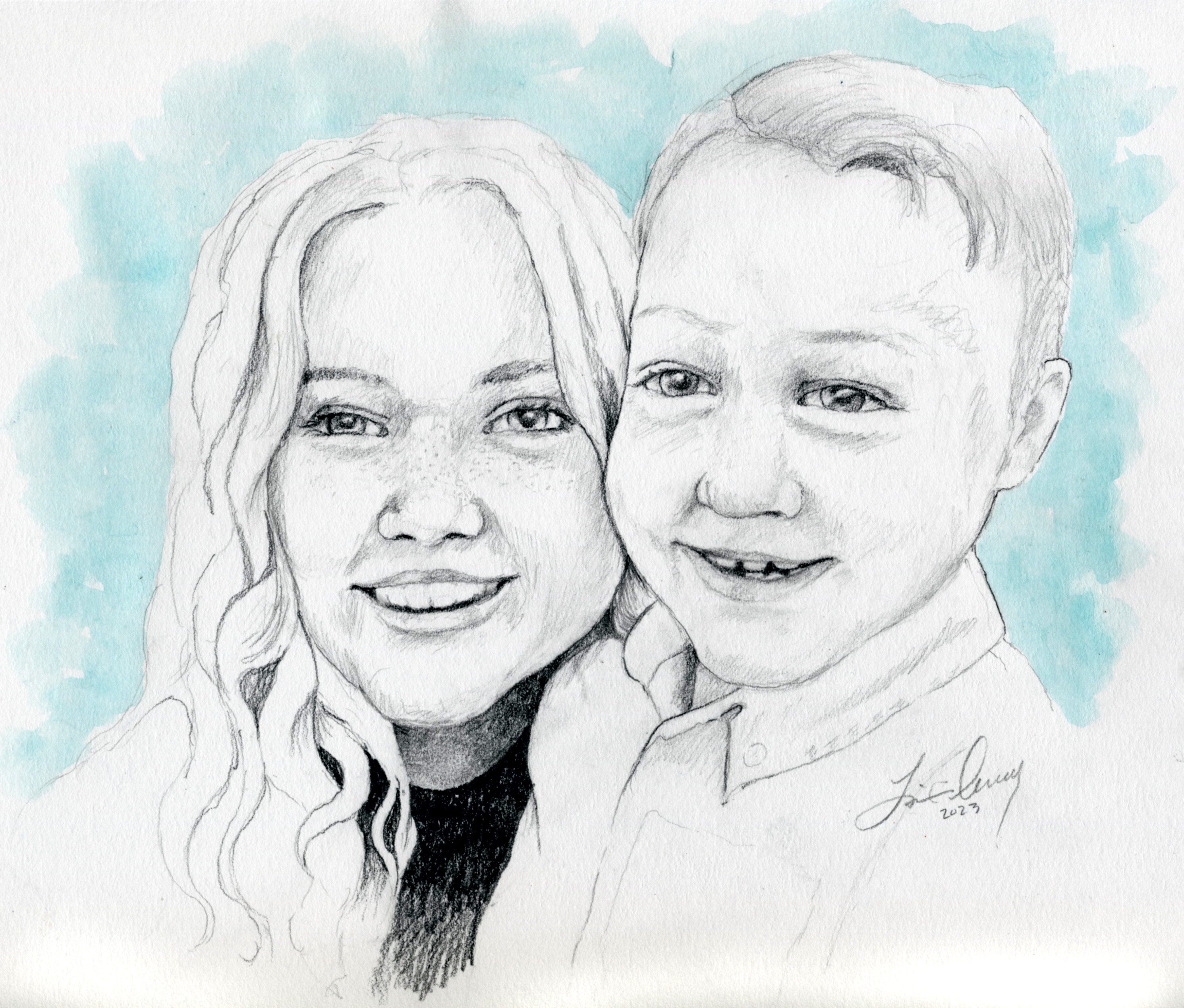 A sketch of 7-year-old JJ Vallow and 16-year-old Tylee Ryan created on Wednesday. Their mom, Lori Vallow Daybell, is on trial for their murders, and closing arguments in the trial are scheduled for Thursday.