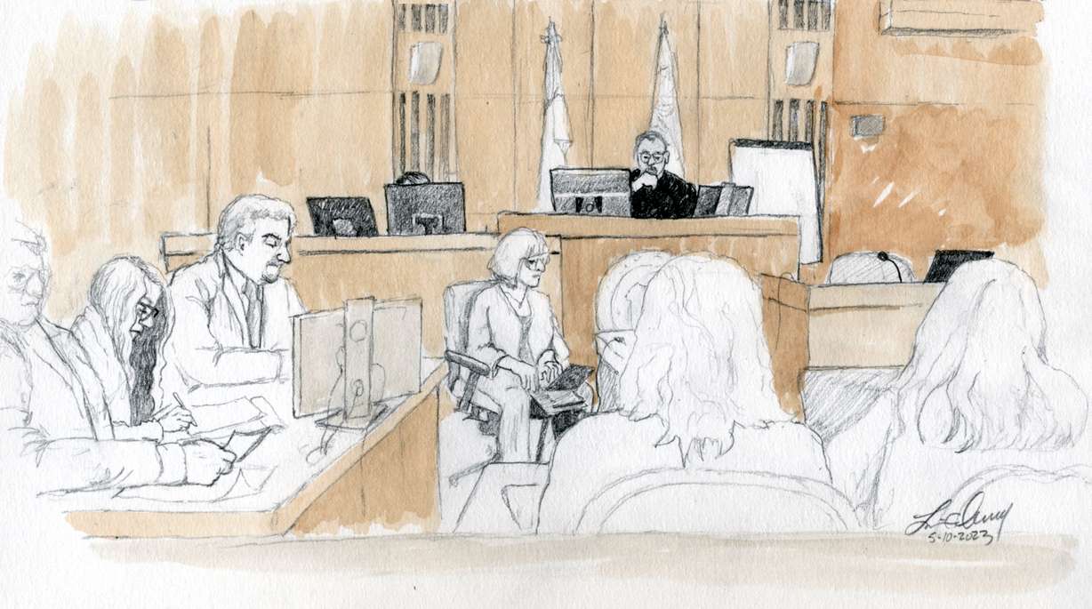 A depiction of the Boise courtroom on Wednesday during the murder trial of Lori Vallow Daybell.