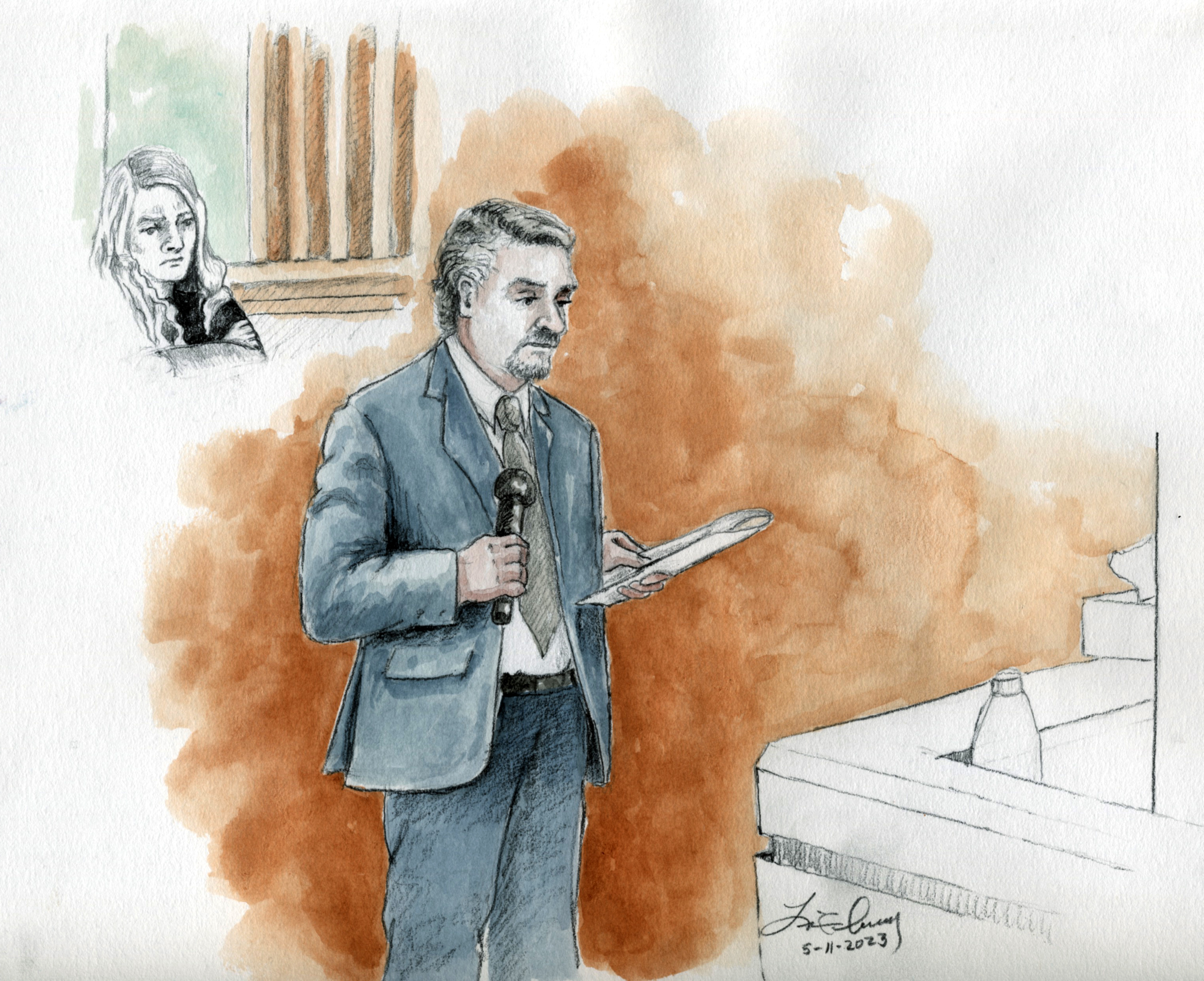 James Archibald, attorney for Lori Vallow Daybell, presents closing arguments to the jury in her trial in Boise on Thursday.