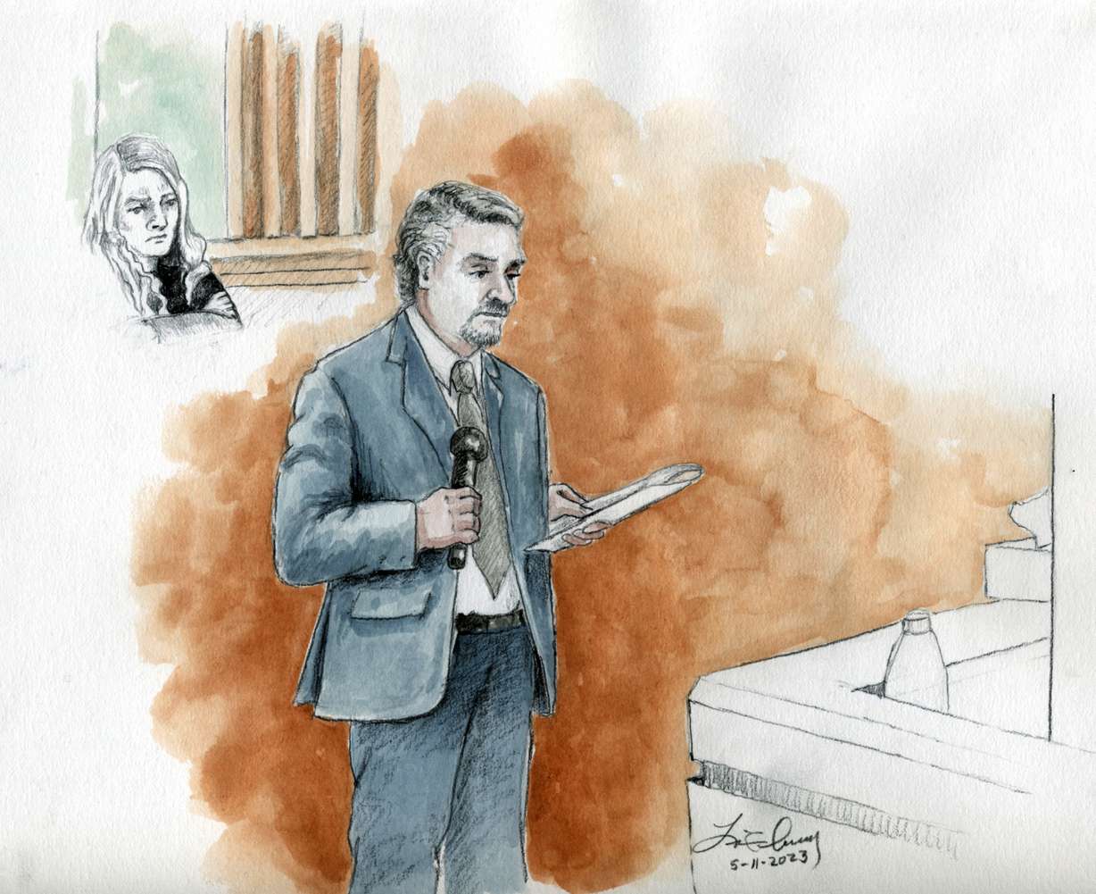 James Archibald, attorney for Lori Vallow Daybell, presents closing arguments to the jury in her trial in Boise on Thursday.