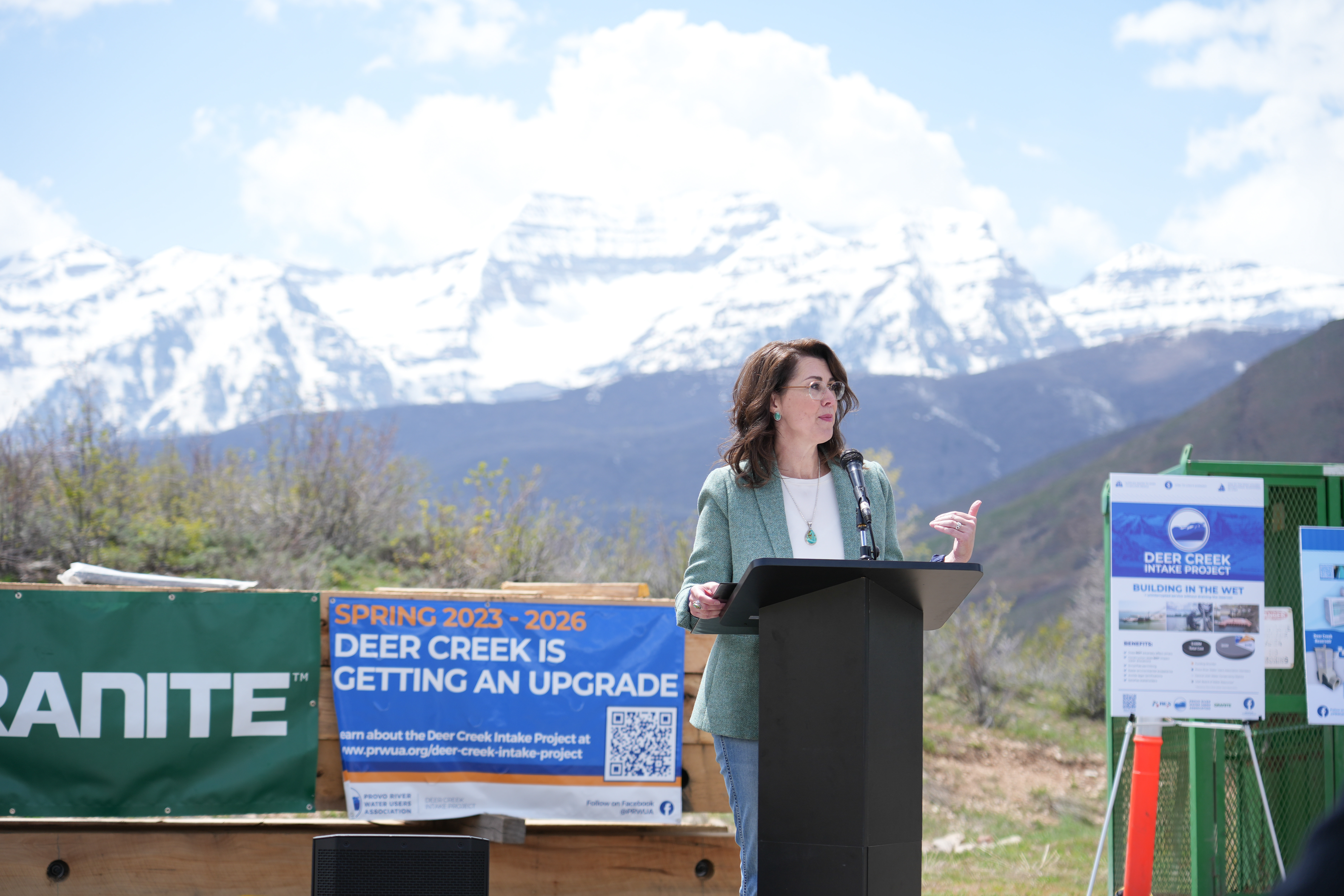 Lt. Governor Deidre Henderson speaks at the Deer Creek Intake Project kick off event.
