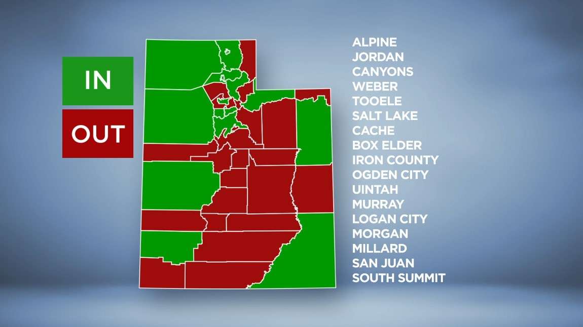 This graphic shows which school districts have opted in or out of a 2020 law that provides $500,000 each year for schools to offer mental health screenings.