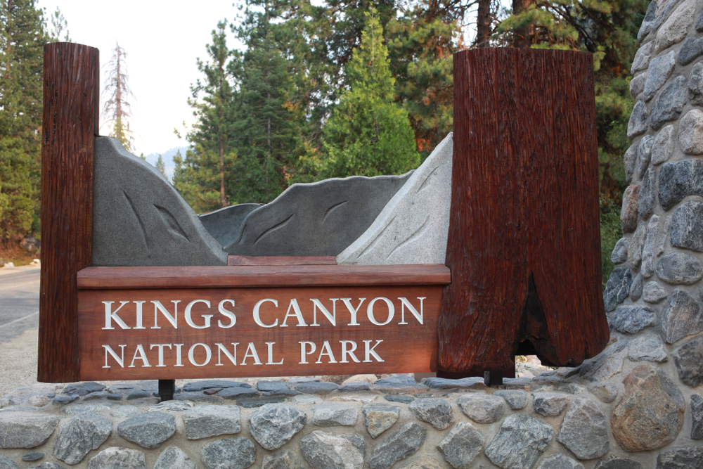 The sign entering Kings Canyon National Park from Sequoia National Park. A new report examines when legendary photographer Ansel Adams took a photo at Kings Canyon National Park by using the position of the moon in the photo.