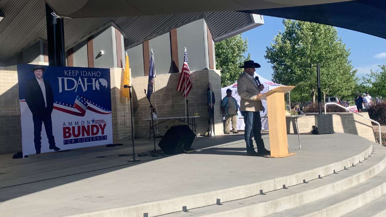 Ammon Bundy announced his campaign for Idaho governor in June 2021, at Julius M. Kleiner Memorial Park in Meridian. Court documents accuse Bundy of hiding his assets in a new sequence of shell companies as a civil lawsuit against him continues.