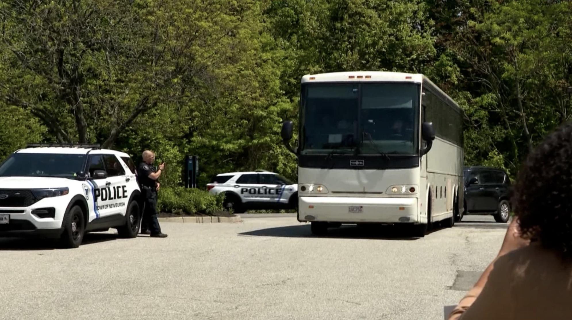 Asylum seekers being transported from New York City to nearby Newburgh on Thursday.