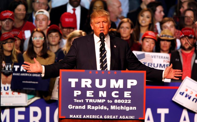 Presidential nominee Donald Trump speaks in Grand Rapids, Mich., Nov. 8, 2016. A probe into an FBI investigation into Russian involvement in Trump's 2016 campaign has concluded.