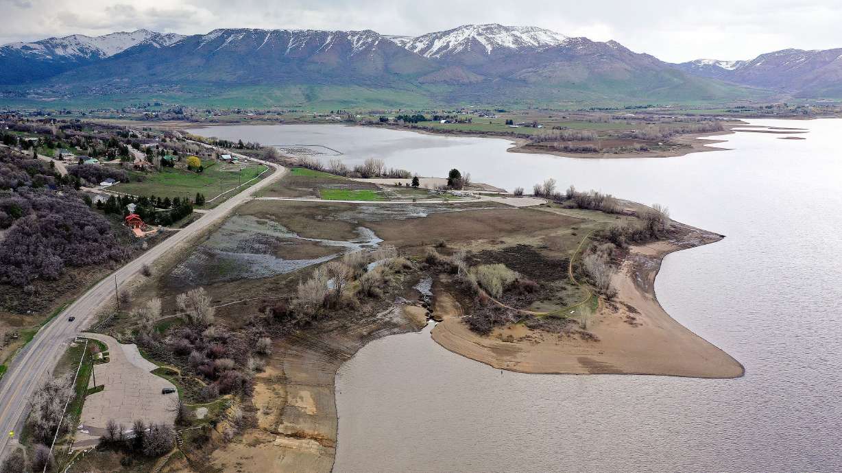Pineview Reservoir is pictured at 40% capacity in Weber County on May 8. Utah's reservoir system is back up to 65% and rapidly recovering as the state's record snowpack continues to melt.