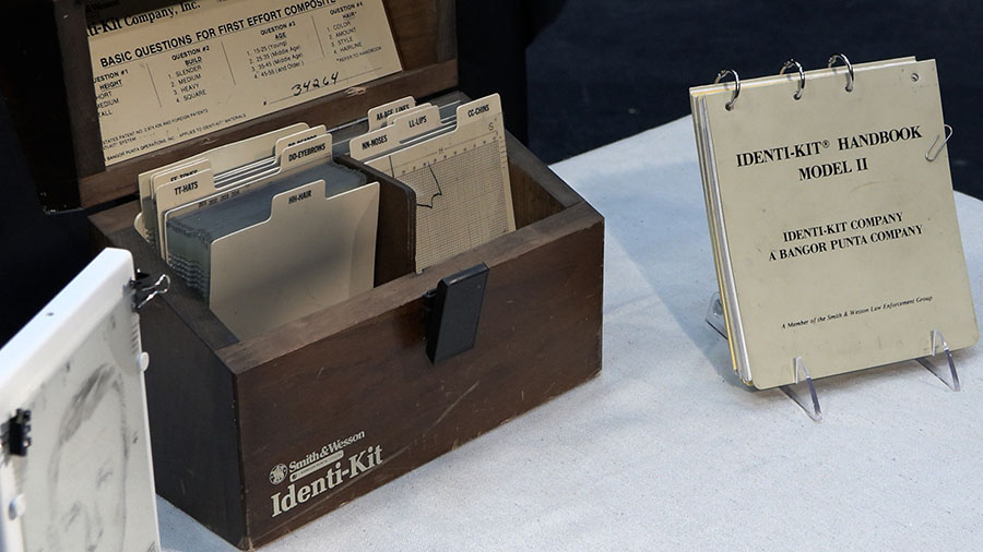 This 1970s-era Identi-kit allowed police to generate composite images of faces by stacking transparencies of individual features.