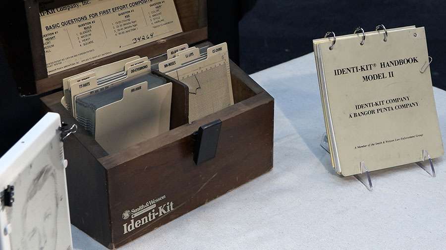 This 1970s-era Identi-kit allowed police to generate composite images of faces by stacking transparencies of individual features.