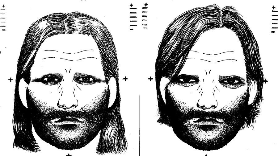 Child witnesses David and Jana Williams provided information to the Davis County Sheriff’s Office about two men they’d seen speaking to Nancy Baird minutes prior to her disappearance. A detective used that information to generate these two Identi-kit composites.