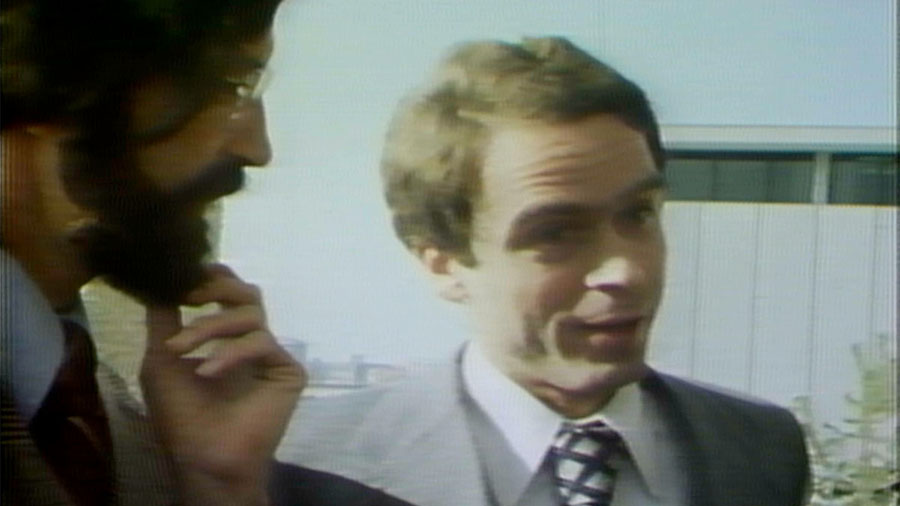 Ted Bundy speaks to reporters in Salt Lake City outside a courthouse on Nov. 21, 1975.