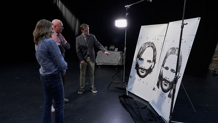 Jana Williams Grow and David Williams view composite images of two men they saw with Nancy Baird on the day of her disappearance, while COLD host Dave Cawley points out differences between the images.