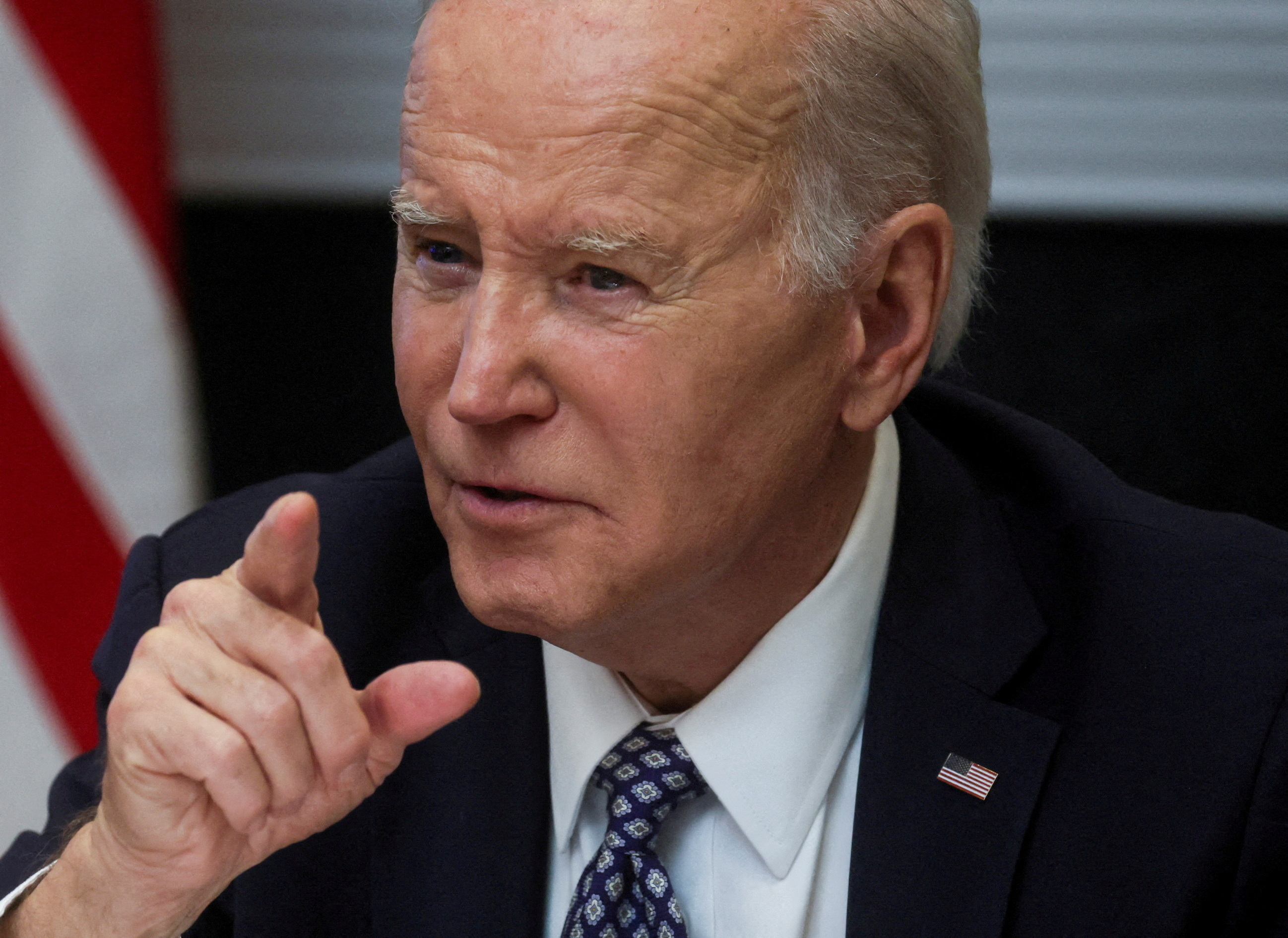 President Joe Biden speaks with members of his "Investing in America Cabinet" in the Roosevelt Room at the White House in Washington, May 5.