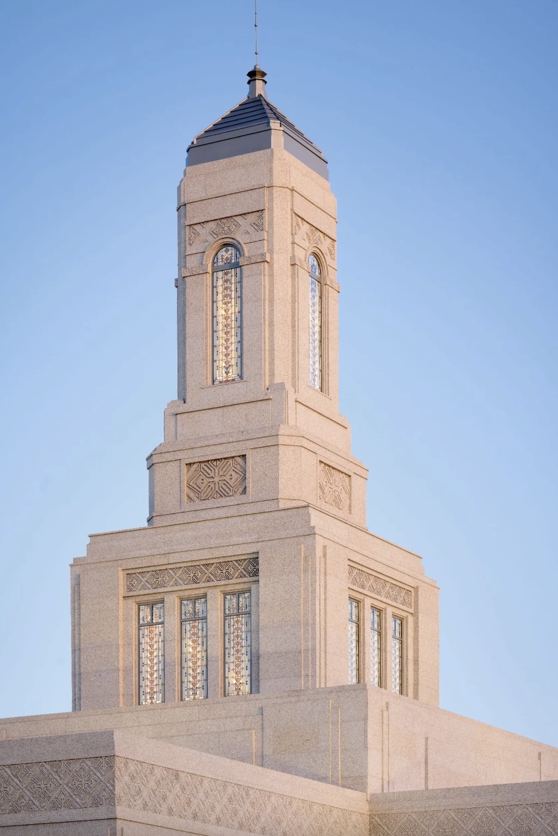 The spire of the Helena Montana Temple is pictured.