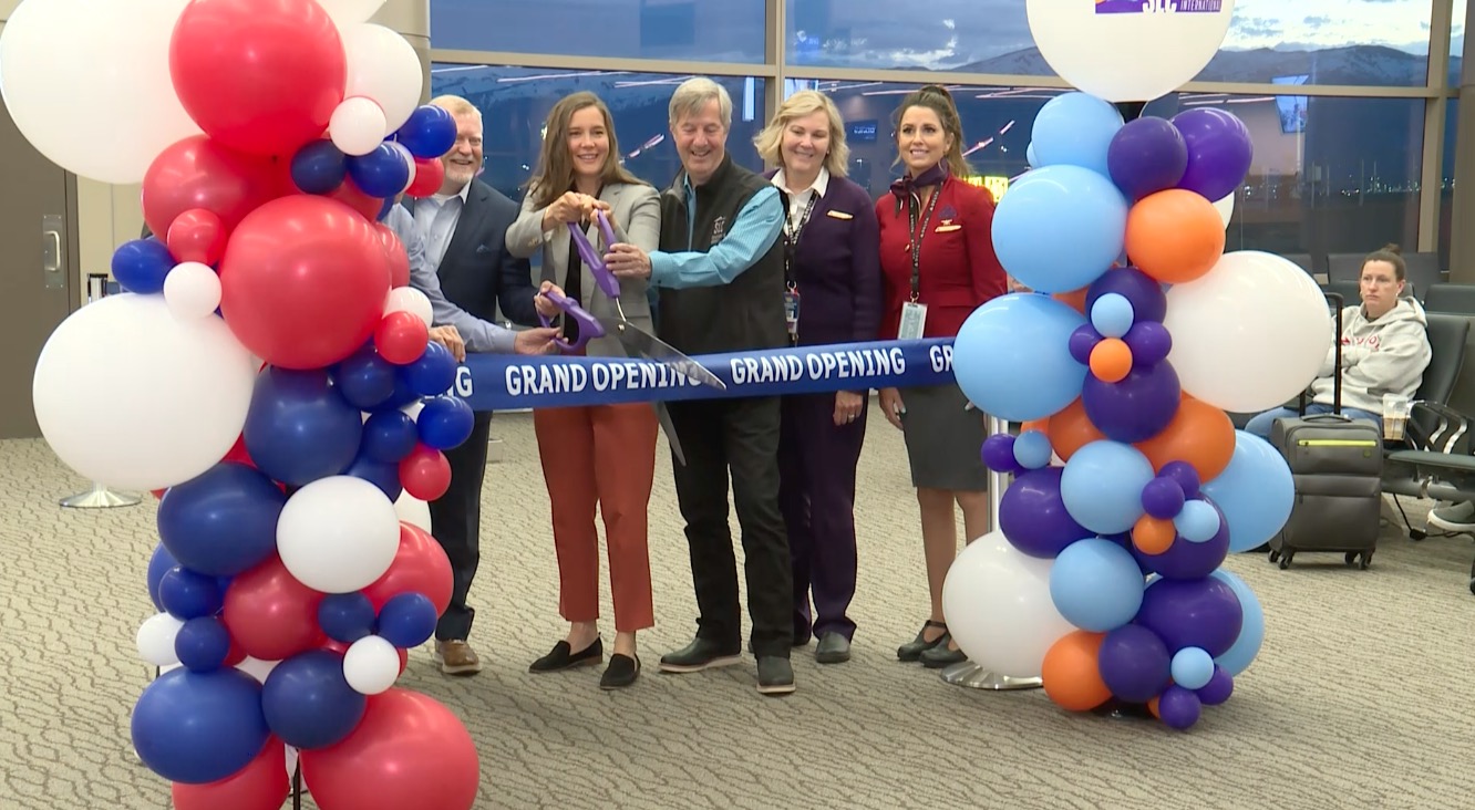 Salt Lake City Mayor Erin Mendenhall and Salt Lake City International Airport director Bill Wyatt cut a ribbon to open the first five gates of the Concourse A-East project Tuesday morning. The project is slated to add 17 additional gates by the end of October.