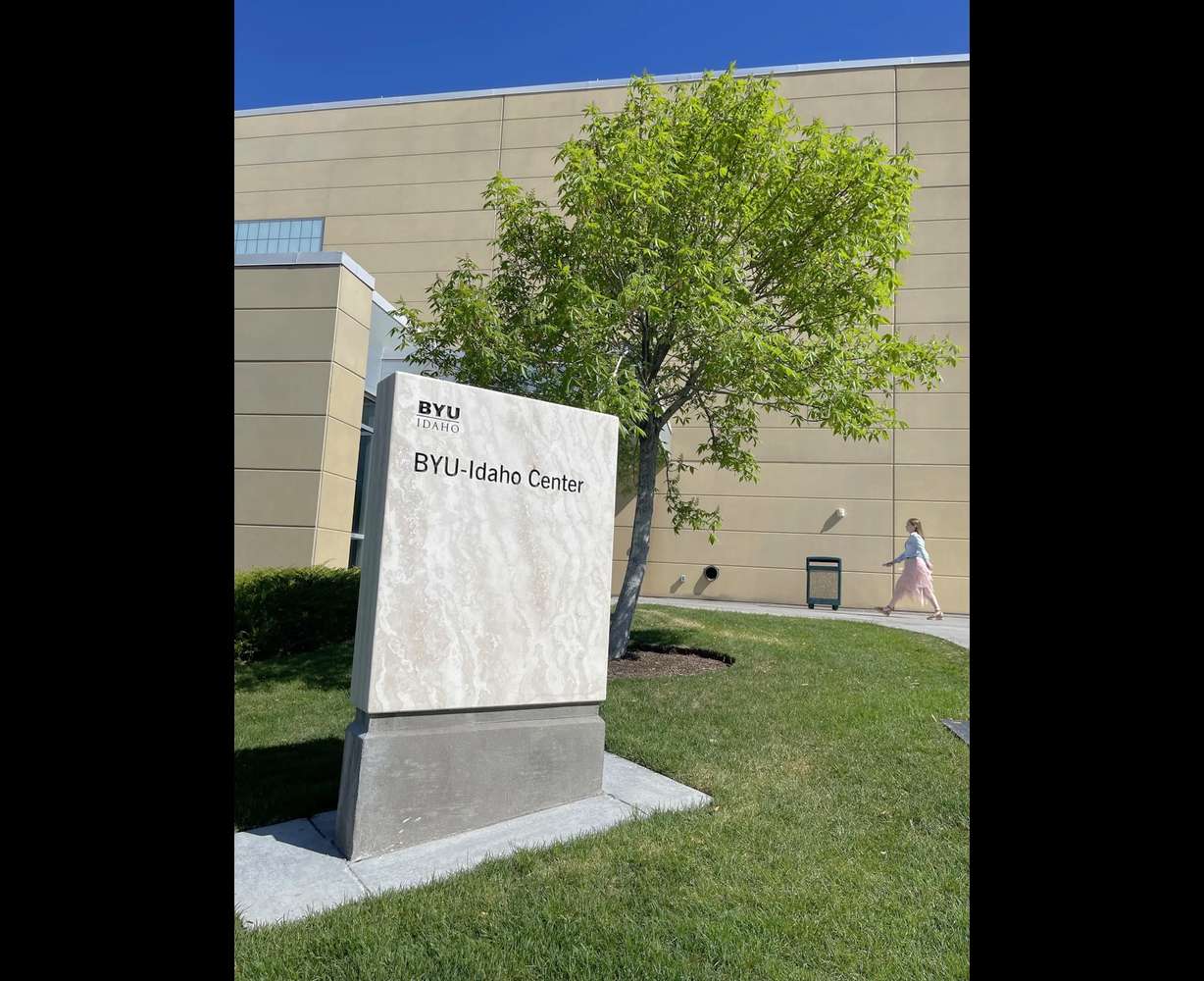 A BYU-Idaho student enters the “I Center” for a campus devotional in Rexburg, Idaho, on Tuesday.