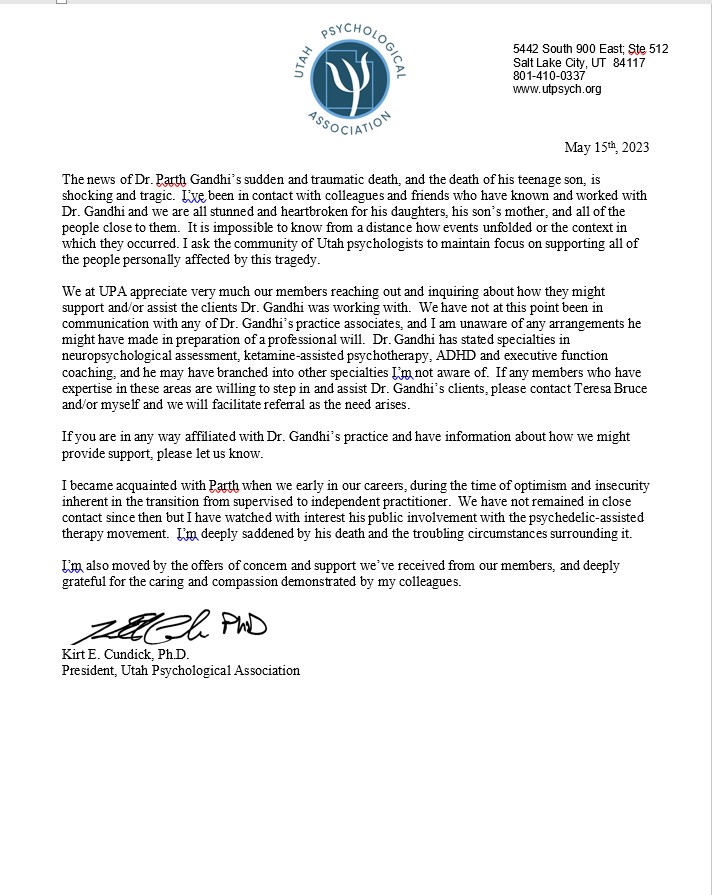 A statement from the Utah Psychological Association.