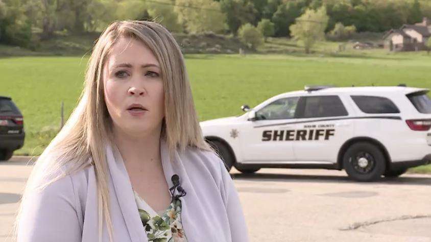 Stephanie Dinsmore, spokeswoman for the Davis County Sheriff's Office, speaks to news media about the situation involving a barricaded man firing shots in South Weber on Wednesday morning.