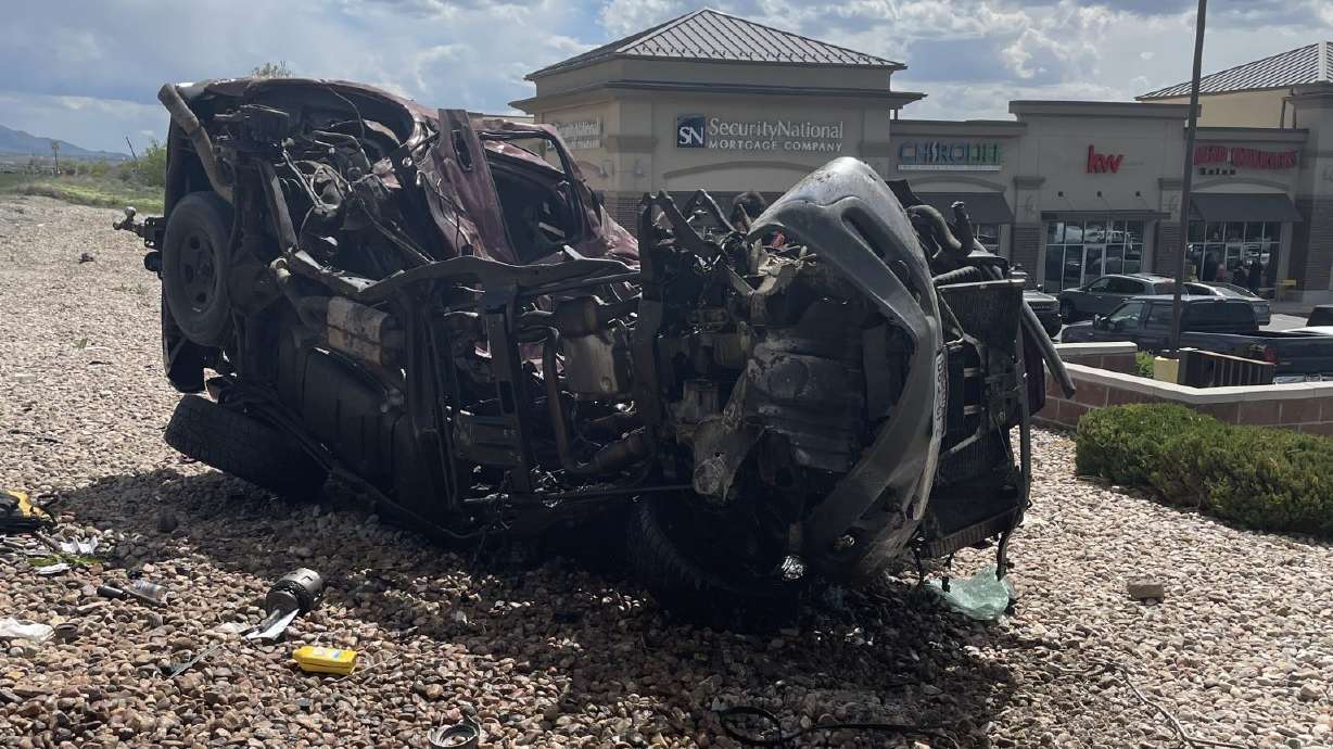 A 56-year-old man driving a maroon Chevrolet Tahoe died in a car crash in Tooele County on Wednesday afternoon.