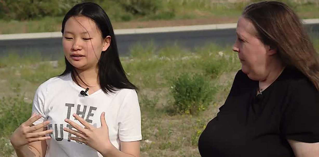 Eun Jin Cherrington (left) and Amber Cherrington (right) talk to KSL in Stockton. They say a red fox bit Eun Jin's finger at Otters and Others Zoo and Conservation in Stockton May 6.