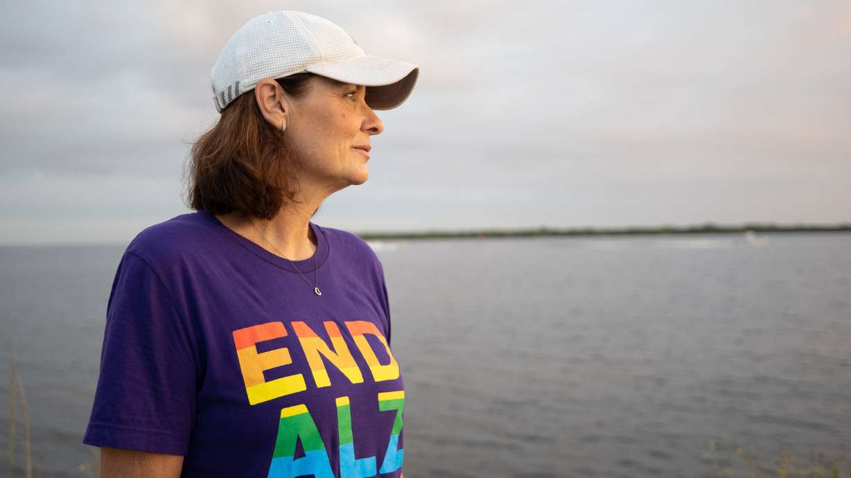 Michele Hall, 55, of Bradenton, Fla., at the De Soto National Memorial on Sunday, Sept. 25, 2022. Hall was diagnosed with Alzheimer’s disease when she was 53.