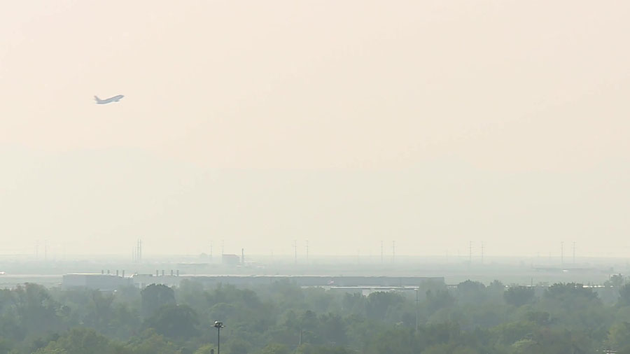 Smoky skies settle into the Salt Lake Valley as jet streams carry the pollution from wildfires in Canada.