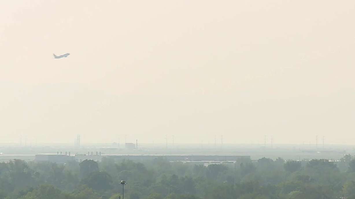 Smoky skies settle into the Salt Lake Valley as jet streams carry the pollution from wildfires in Canada.