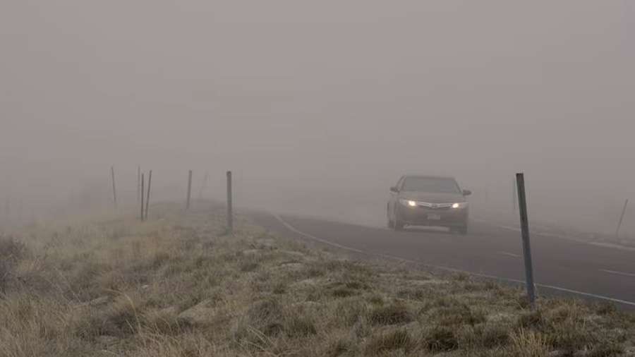 Strong winds blow dust across the North Temple Frontage Rd. near the south shore of the Great Salt Lake on March 29.