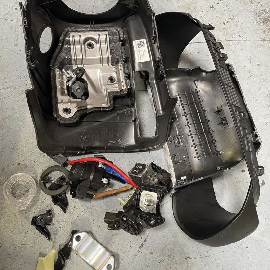 This photo provided by Zenith Auto Care shows damaged car parts that need to be replaced after the car was stolen, on April 20, in North Las Vegas.