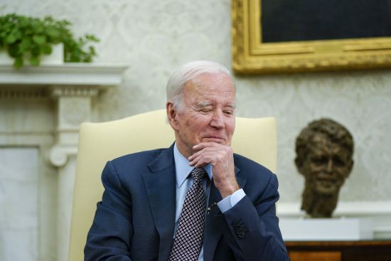 President Joe Biden listens as he meets with House Speaker Kevin McCarthy of Calif., to discuss the debt limit in the Oval Office of the White House, Monday in Washington.