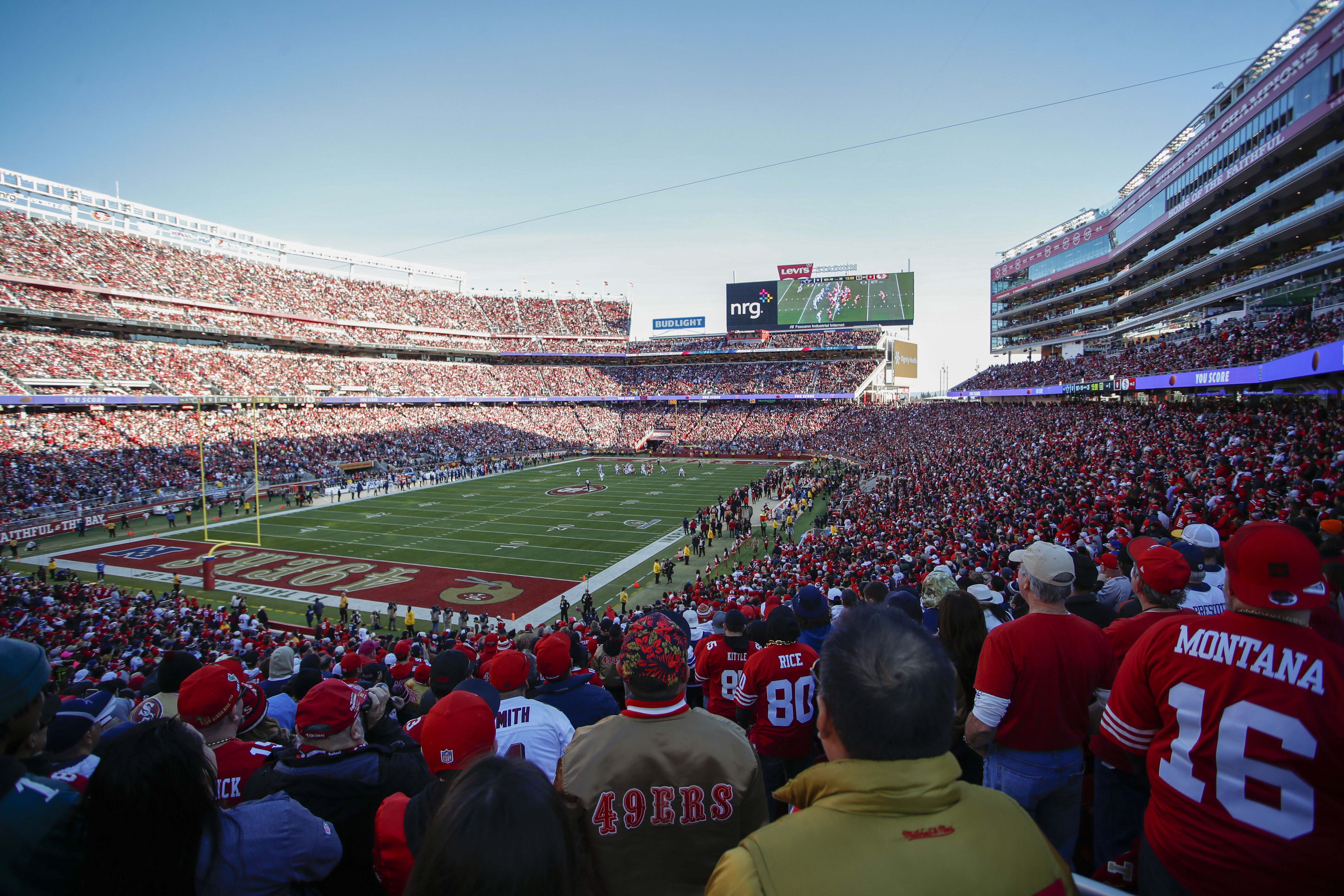 FILE - Fans at Levi's Stadium watch the first half of an NFL divisional round playoff football game between the San Francisco 49ers and the Dallas Cowboys in Santa Clara, Calif., Jan. 22, 2023. The Super Bowl will return to the Bay Area in 2026 for its 60th edition at the home of the 49ers. NFL owners approved the site at their spring meetings. This will be the third time for the big game in the Bay Area.