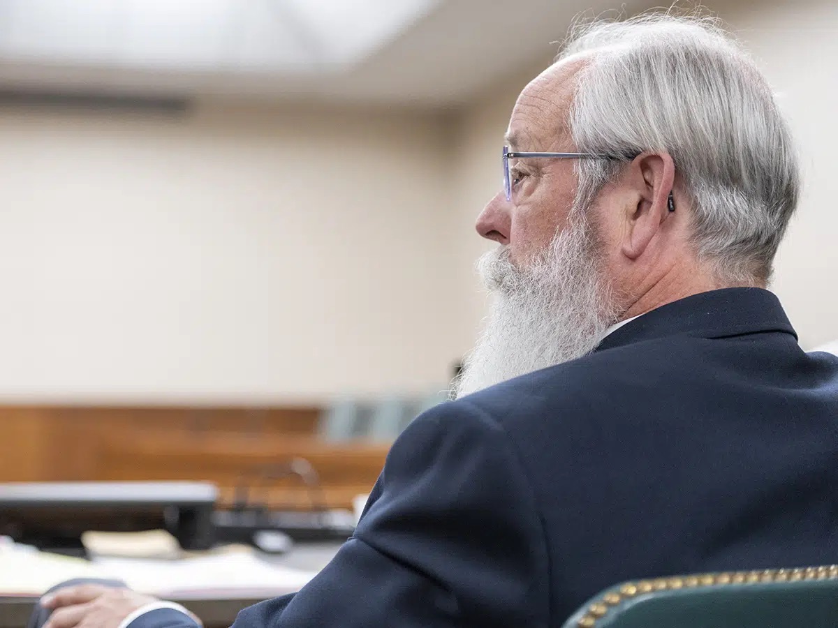 Latah County prosecutor Bill Thompson listens during an arraignment hearing for Bryan Kohberger, who is accused of killing four University of Idaho students in November 2022, in Latah County District Court, Monday, in Moscow, Idaho.